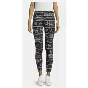 No Boundaries Juniors Christmas Reindeer Fairisle Black Leggings 3XL (21)